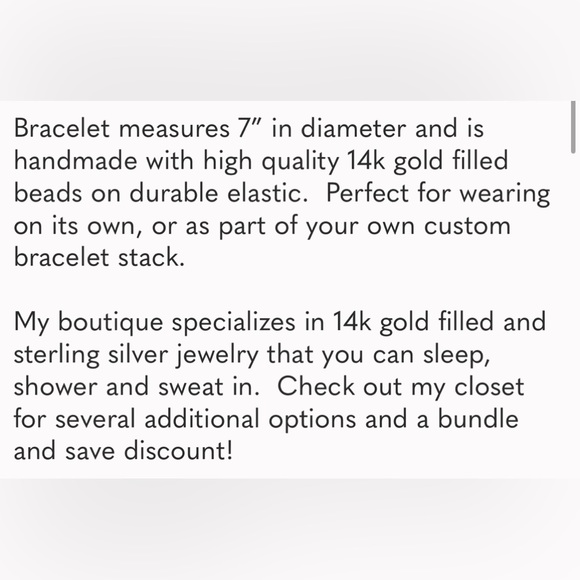 14k Gold Filled Bead Stretch Bracelet with 2mm and 4mm Beads. 7” - Picture 5 of 5